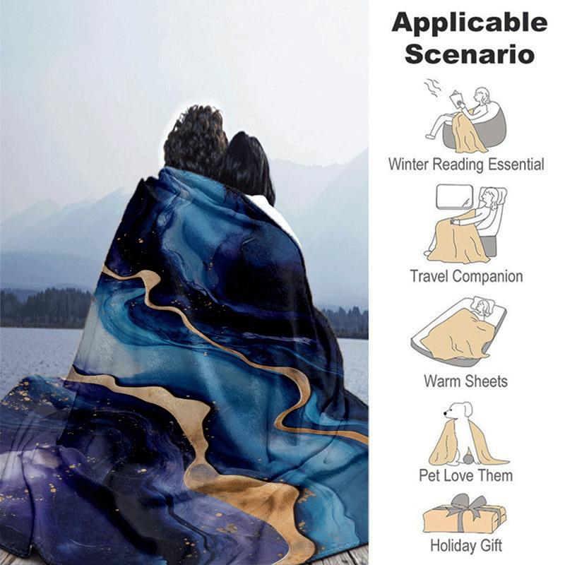 1pc Marble Pattern Lightweight Flannel Blanket, Comfortable and Warm Blanket, for Camping Sofa Bed and Couch Office, Gift