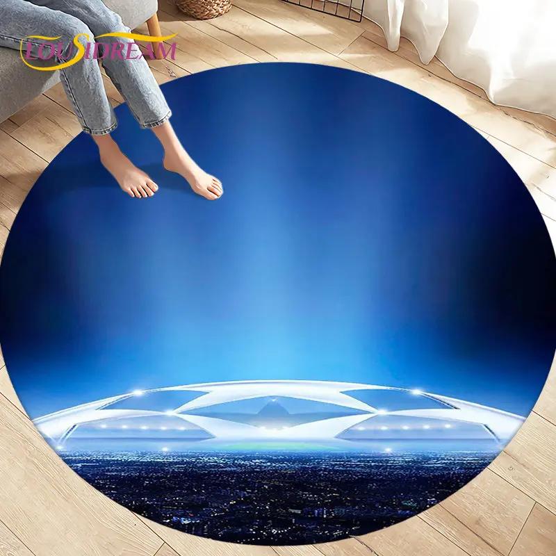 3D Cartoon Soccer Football Circle Area Rug Large,Round Carpet Rug for Living Room Bedroom Sofa Decoration,Kids Play Floor Mat