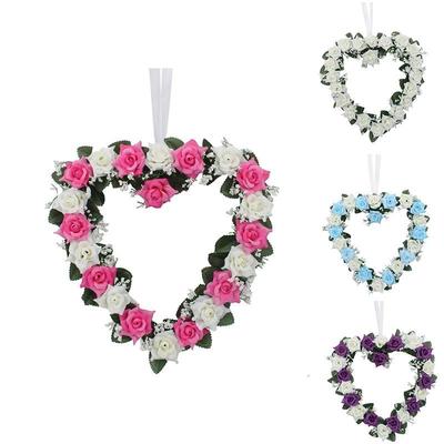 Flores Artificiais para Decoração de Casamento Romântica Coração Rosa de Seda Guirlanda Casamentos Decoração Flores Coroas