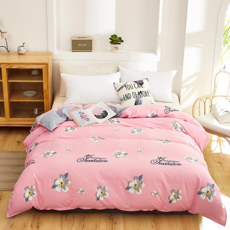 Pink Floral Duvet Cover 100% Cotton Flowers Print Aesthetic Comforter Cover Soft Skin-friendly Bedding for Teens Kids Girls Gift