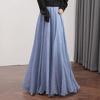 Silkbshe Women's Solid High-Waist A-Line Long Skirt