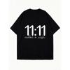 Black Oversized T Shirt With 1111 Make A Wish Print For Casual Wear And Everyday Style
