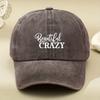 Crazy Beautiful' Printed Vintage Washed and Aged Outdoor Peaked Cap Trendy Curved Brim Baseball Hat Soft Top American Peaked Cap