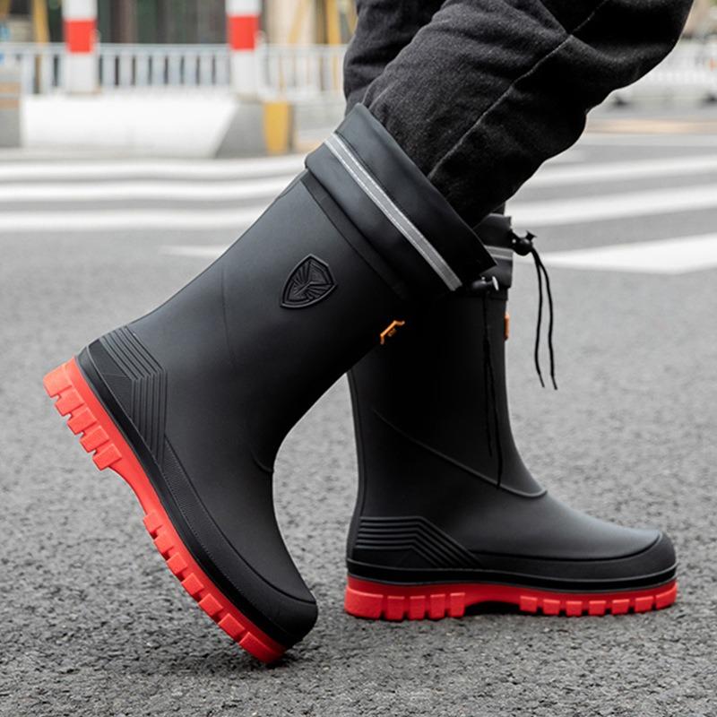 Fashion Men's Water Shoes Winter Wear Non-slip Work Rain Boots New Warm Bundle Middle Tube Rain Shoes Men