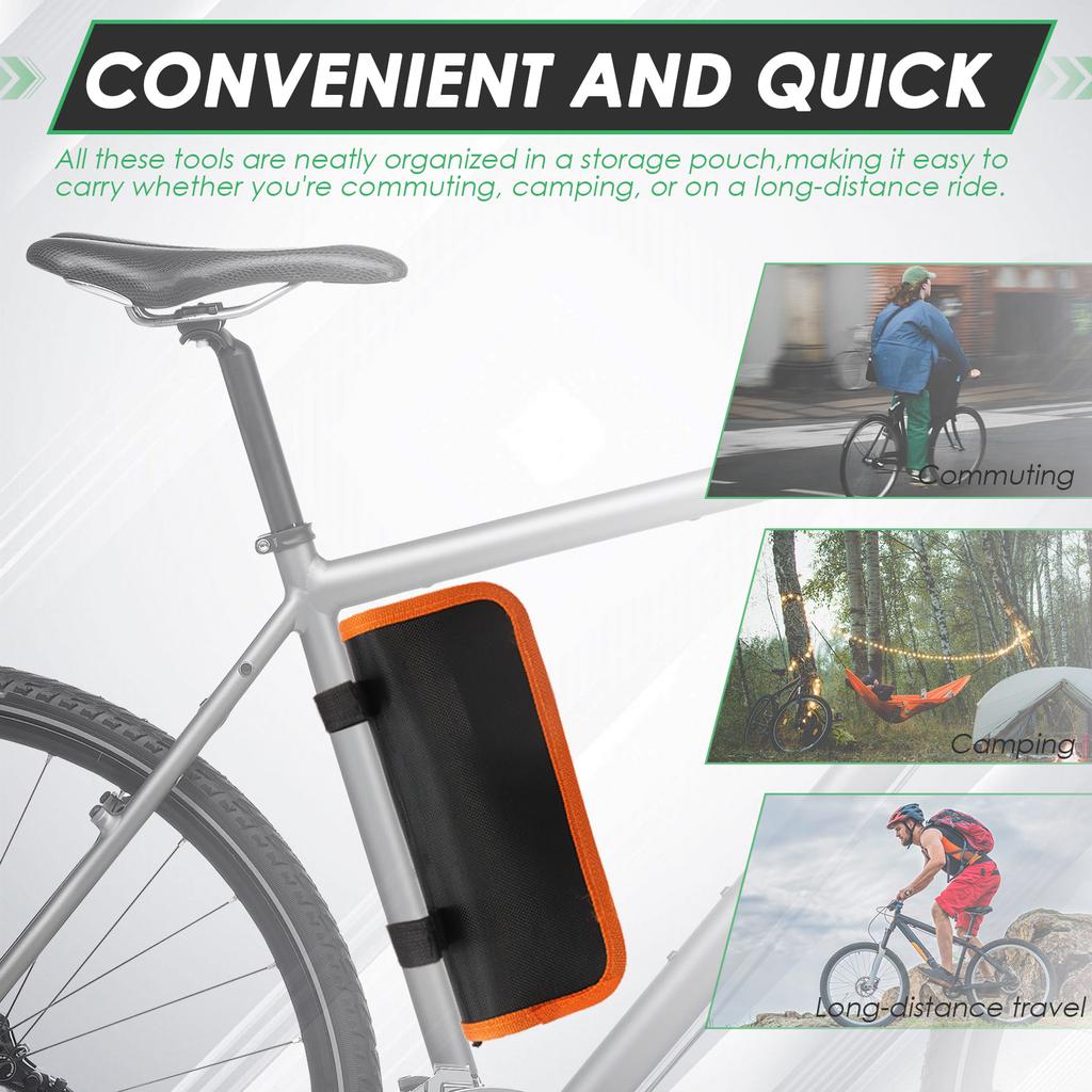 Bicycle Repair Bag Portable Tool Saddle Bag Pump Tire Patch Camping Travel Bike Maintenance Wrench Tool Essentials Safety Kit