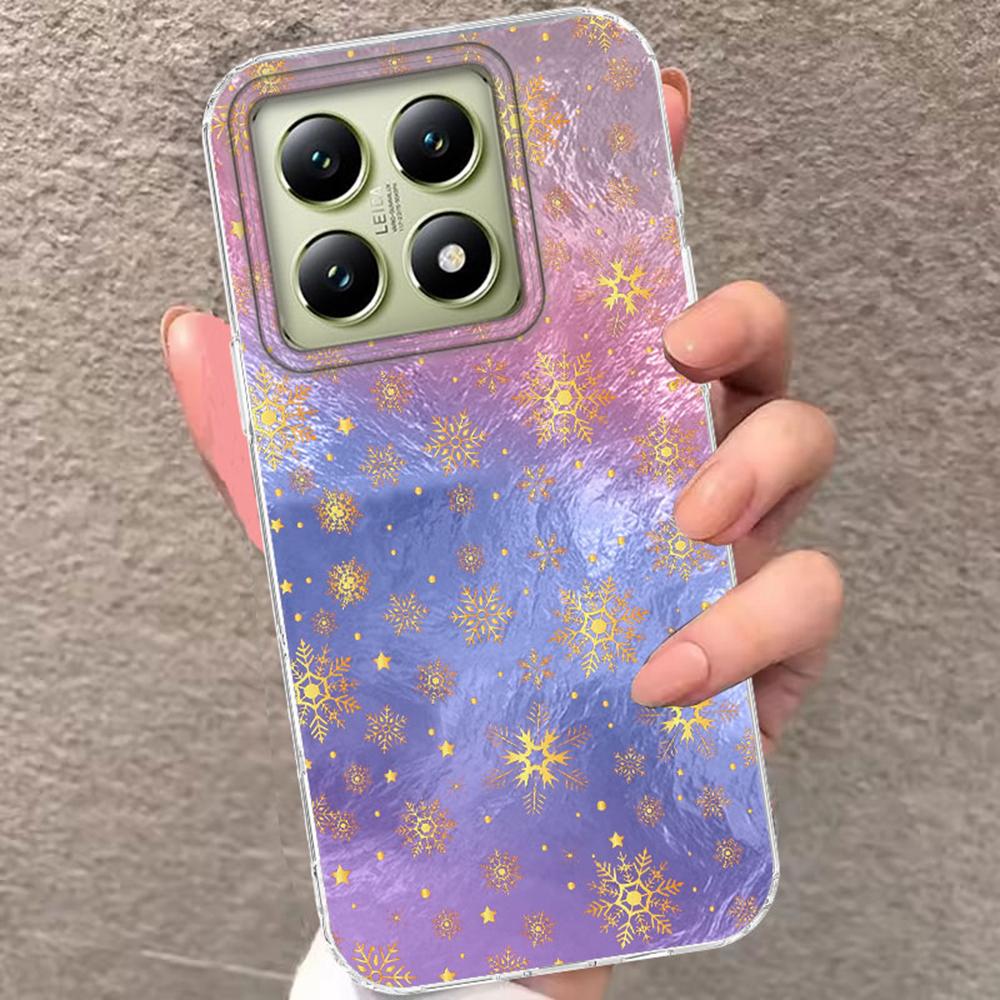 Luxury Glitter Christmas Snowflake Phone Case For Xiaomi 14T 13T 11 Lite NE Poco X5 M6 X6 X7 X3 Pro NFC C65 C61 M5S Hard Cover