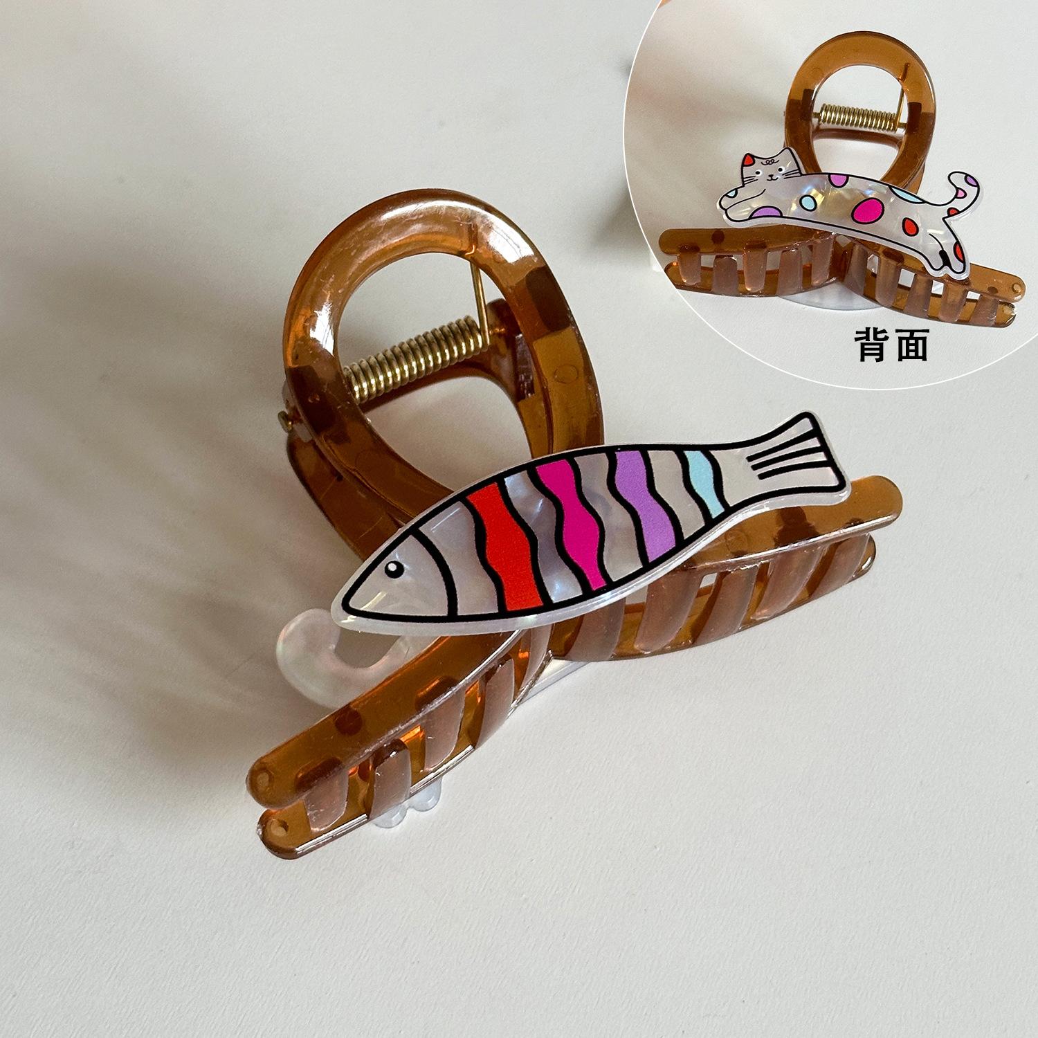 

Драгоценные аксессуары для волос на тему животных для женщин, отличающиеся качественной ручной работой Brown Fish