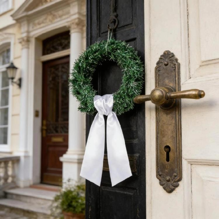 Christmas Wreath Sash 122cm Long Soft Polyester Wreath Ribbon Hanging Ornament For Front Door Doorway Holiday Decoration