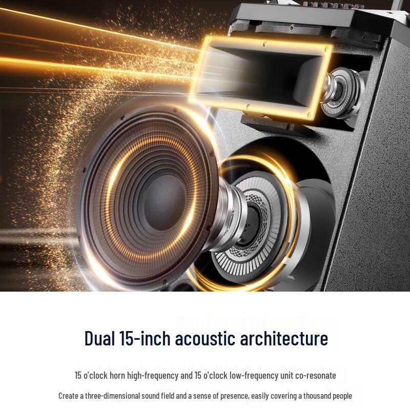 SAST Outdoor Portable 15-inch Trolley Speaker CN plug (adapter included)