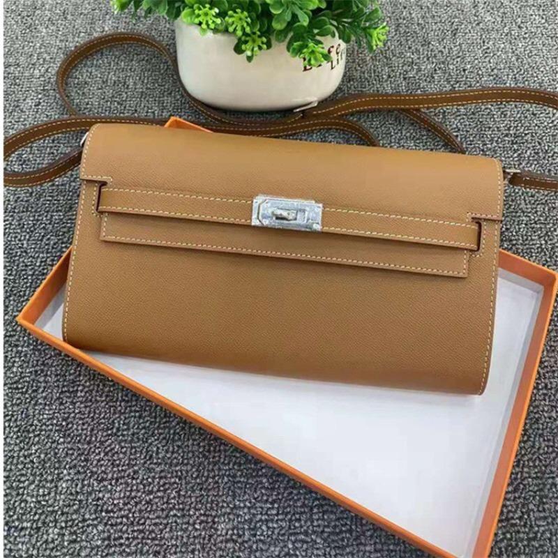 Sac femme première couche cuir de vachette bandoulière réglable long portefeuille KL bandoulière unique bandoulière fermeture éclair cuir de vachette petit sac carré tendance