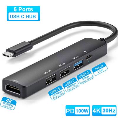 USB 3.0 HUB PD 100W 4K 30Hz USB C HUB Multi USB Splitter Power Adapter USB 3.0 Multiple Expander For HUAWEI Xiaomi Macbook