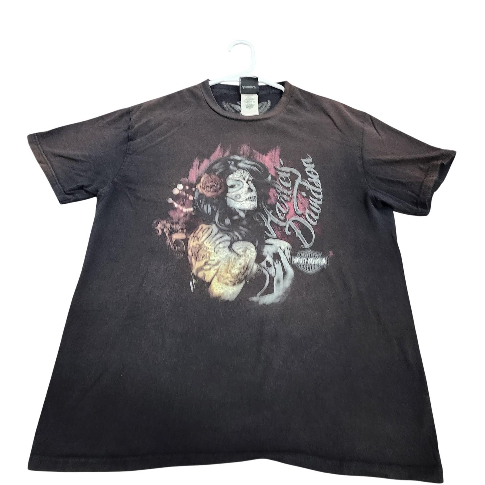 Harley-Davidson Mens Large Black Sugar Skull Day of the Dead Fairfax VA Unisex T-Shirt XXXXL