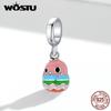 Enamel Fun Wave Skirt Bird 925 Sterling Silver Charm Pendant Fit Bracelet Bangle Fine Jewelry