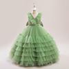 Children's Puffy Tulle V-Neck Princess Dress with Bow Skirt