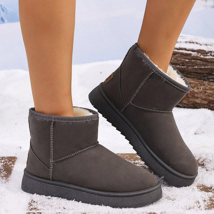 Women's plush lining-soft and not tired feet thick bottom heightening home and outdoor thickening warm lightweight comfortable cotton shoes snow boots