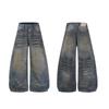 Vintage Wash Straight Leg Jeans Loose Fit High Street Style Casual Unisex Denim Pants