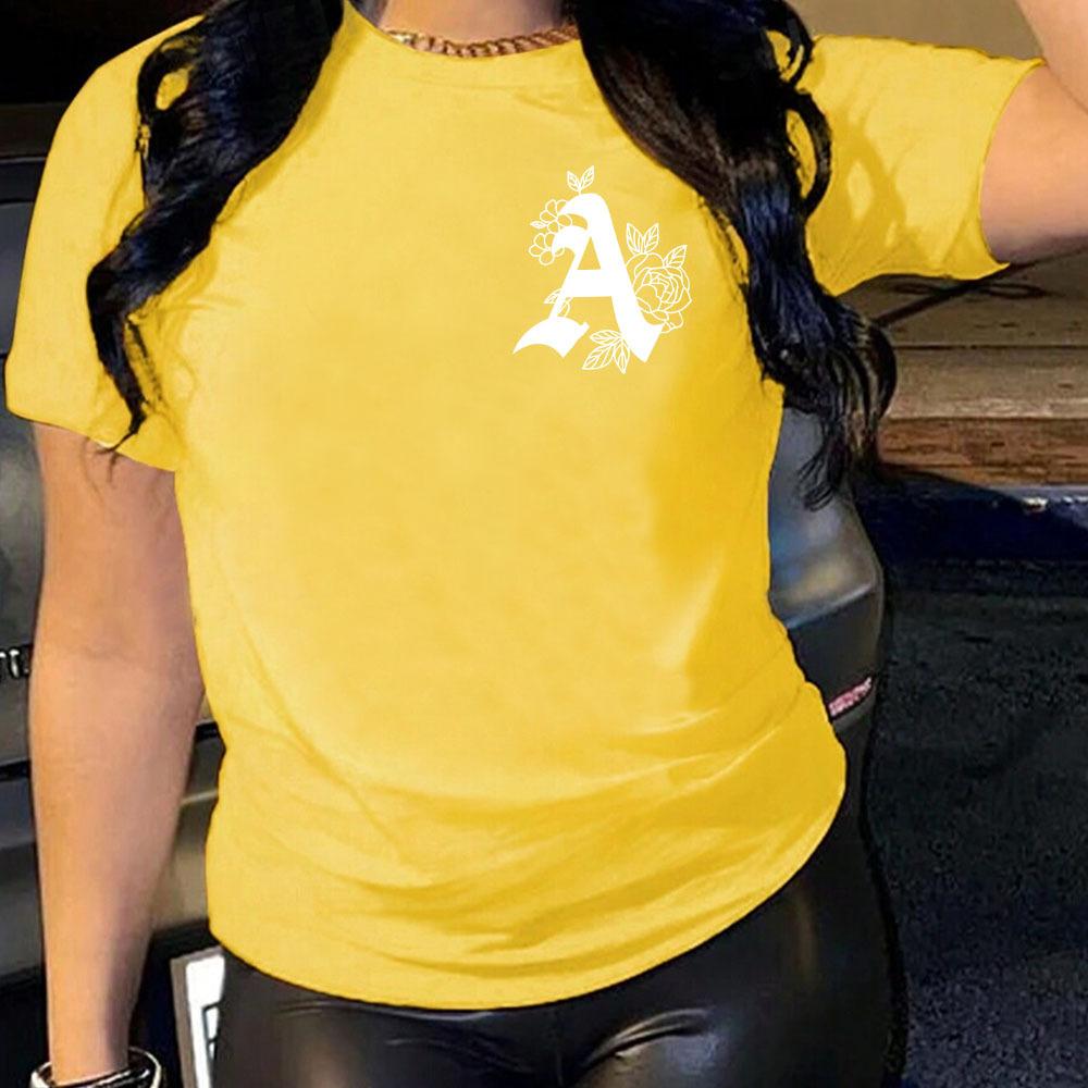 Casual Loose Top Fashion Print Short Sleeve Simple T-Shirts Women’s