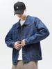 Men's Japanese Retro Denim Jacket - Turn-Down Collar, Loose Fit, American Street Style, Spring/Autumn Casual Workwear