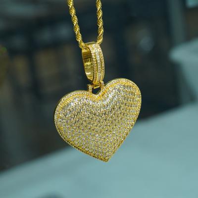Hip Hop New Product T-Square Love Pendant European and American Street Trend Zircon Pendant Accessories Necklace