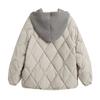 2023 Autumn Winter Padded Cotton Coat Female Jacket Women's Short  Fake Two Pieces Cotton-padded Jacke Outerwear Hooded