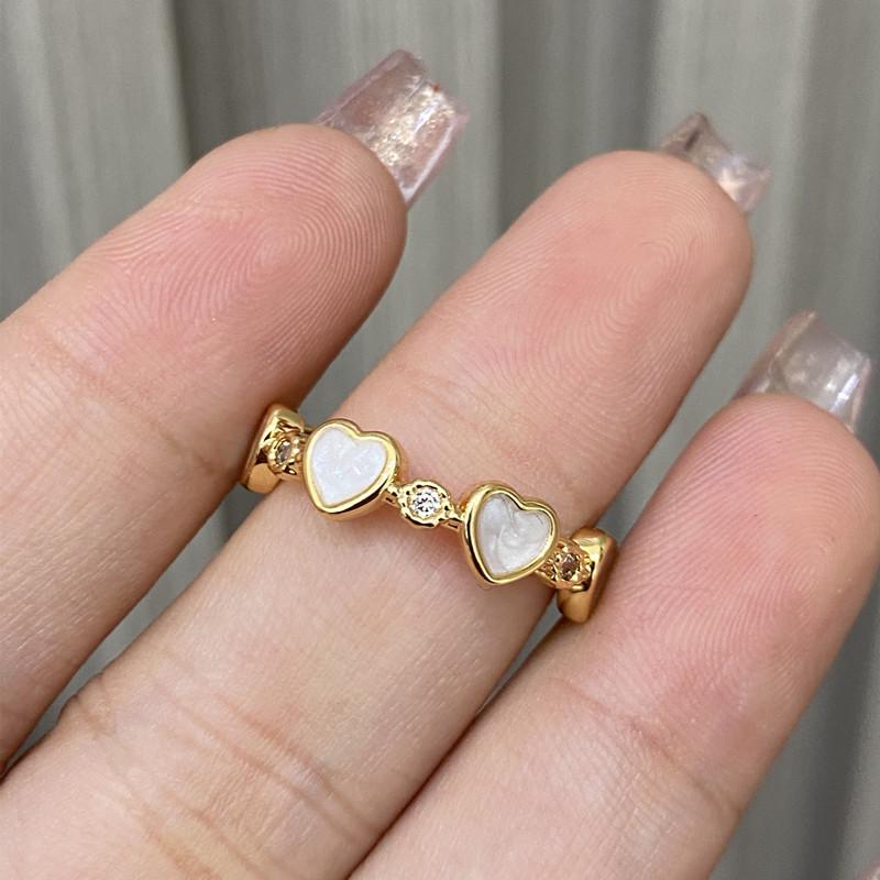 Seiko white fritillary love open ring, Japanese and Korean ins, cold wind does not fade ring adjustable open end