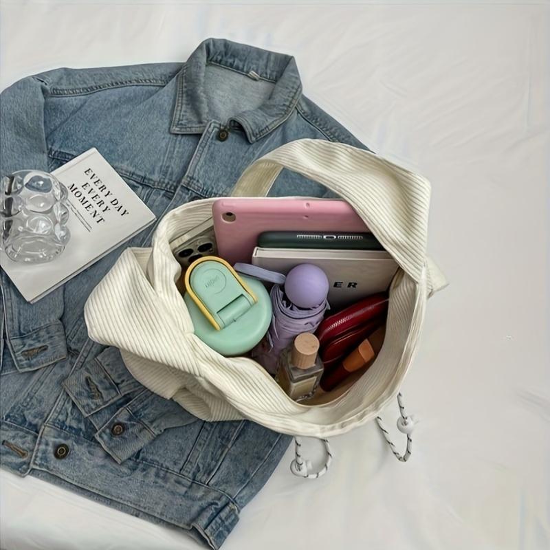 Color-Blocking Cord Schultertasche für Damen, Trendy und Vielseitig, Einfach und Modisch, Große Kapazität Canvas Tasche