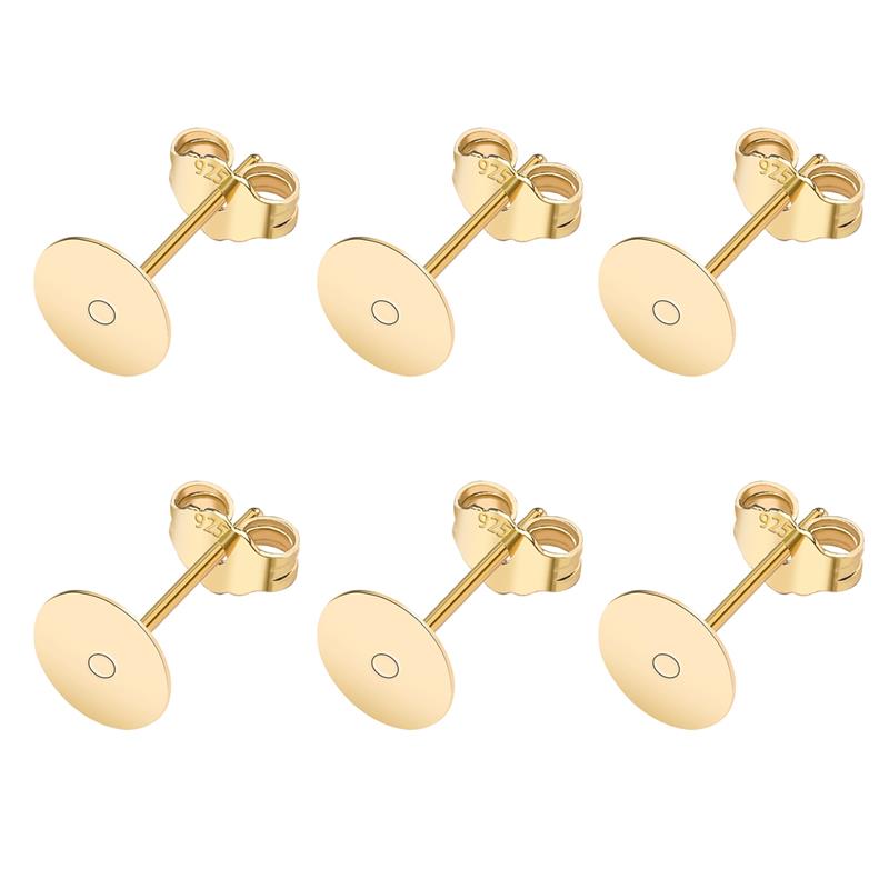 50pcs/lot 925 Silver Plated Blank Post Earring Studs Base Pin With Earring Plug Findings Ear Back DIY Jewelry Making Accessories