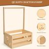 Handmade Baby Showers Wooden Organiser Basket Easy Assembly Wood Toy Storage Crate with Long Handle Christmas Gift