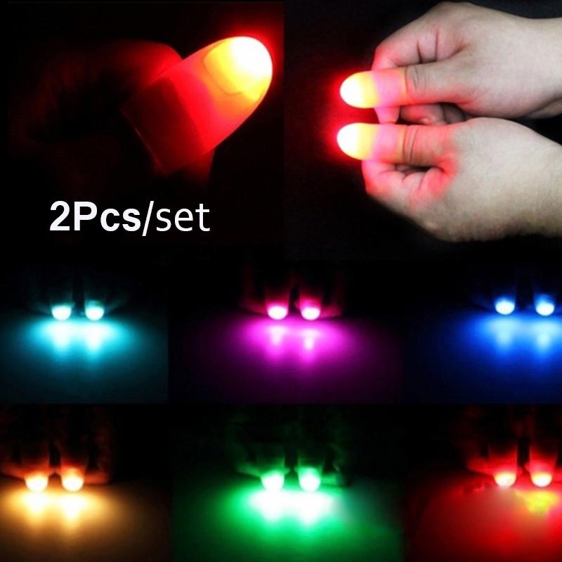 2 Luci Magiche Per Pollice A LED - Dita Illuminate Per Scherzi E Trucchi Di Magia
