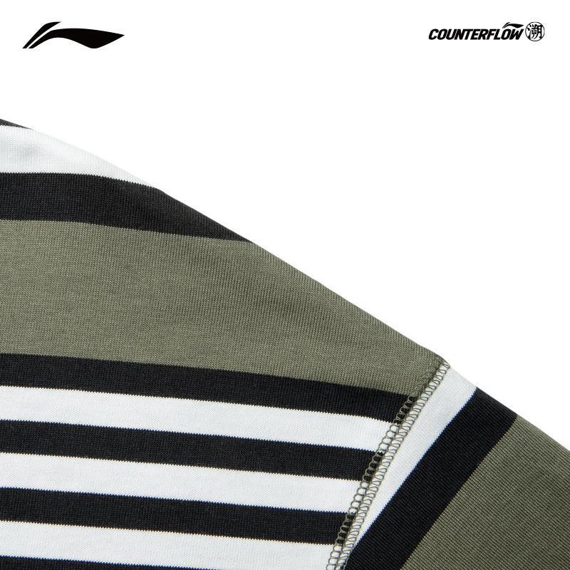 Li-Ning Men's Outdoor Quick-Dry Cooling Striped Short Sleeve T-Shirt ATSV181