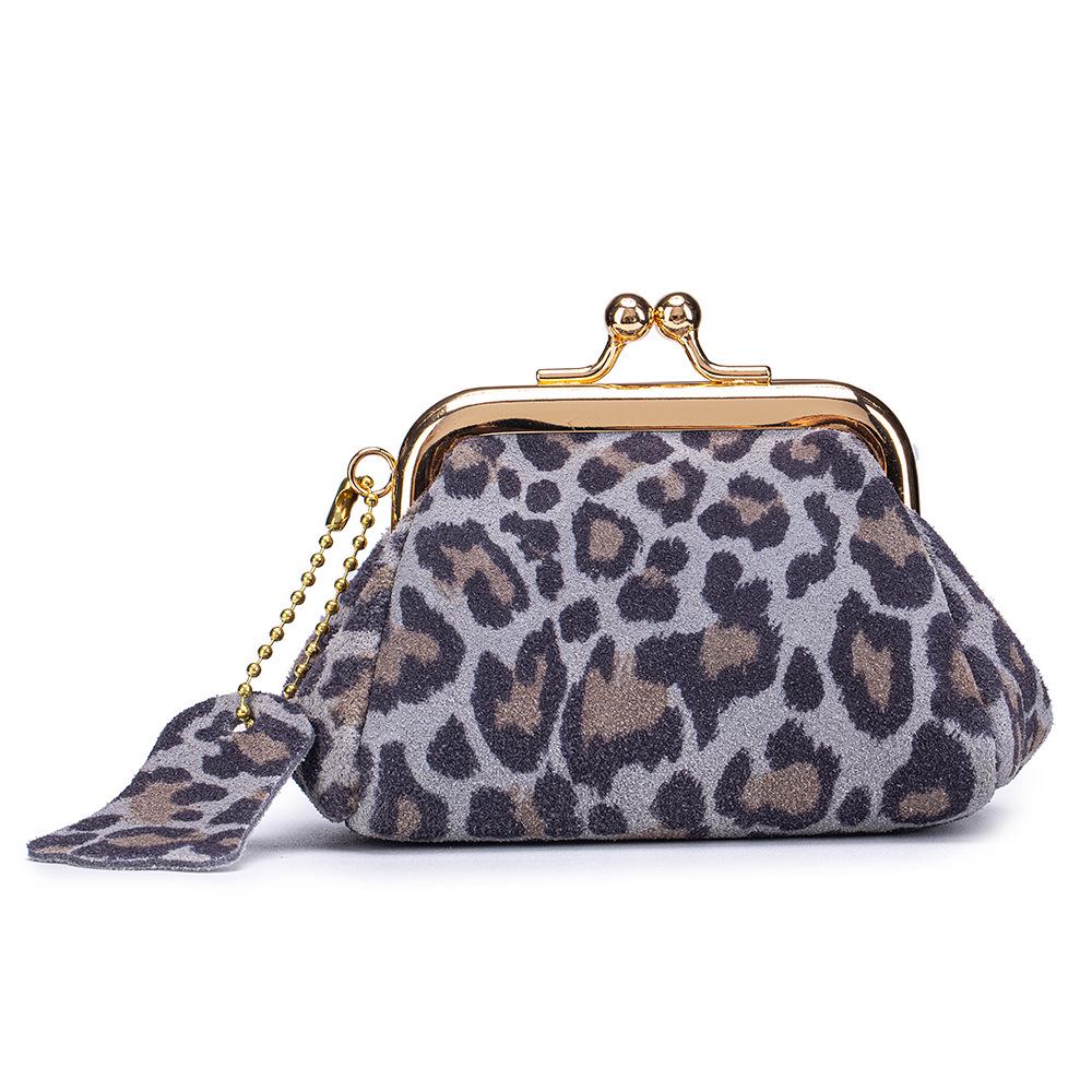Genuine Leather Leopard Print Mini Coin Purse - Soft Cowhide Multifunctional Change Holder for Women