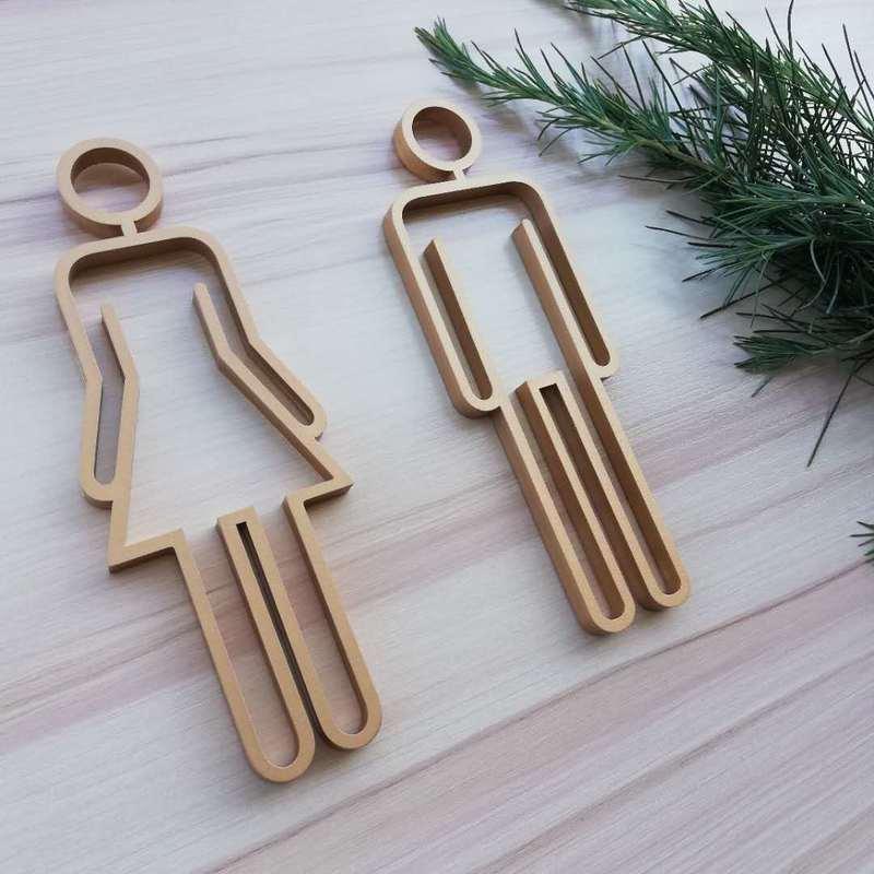 Símbolo de Vaso Sanitário em Acrílico com Verso Adesivo Sinal de Porta de Vaso Sanitário para Banheiro para Hotel, Escritório, Casa, Restaurante (Ouro)