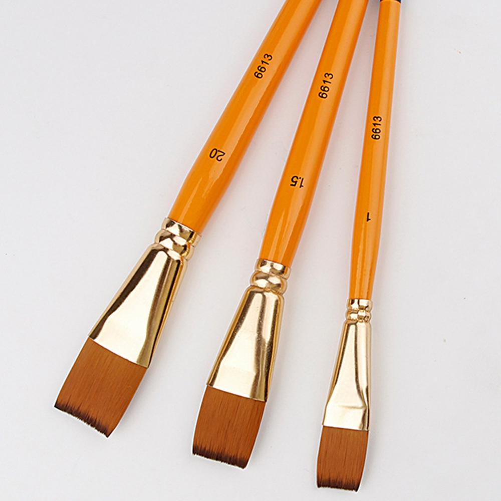 3 teile/satz Ölgemälde Pinsel Großen Flachen Kopf 3 farbe Kurze Stange Set Nylon Haar Malerei Aquarell Pinsel Student Acryl kunst Supplie