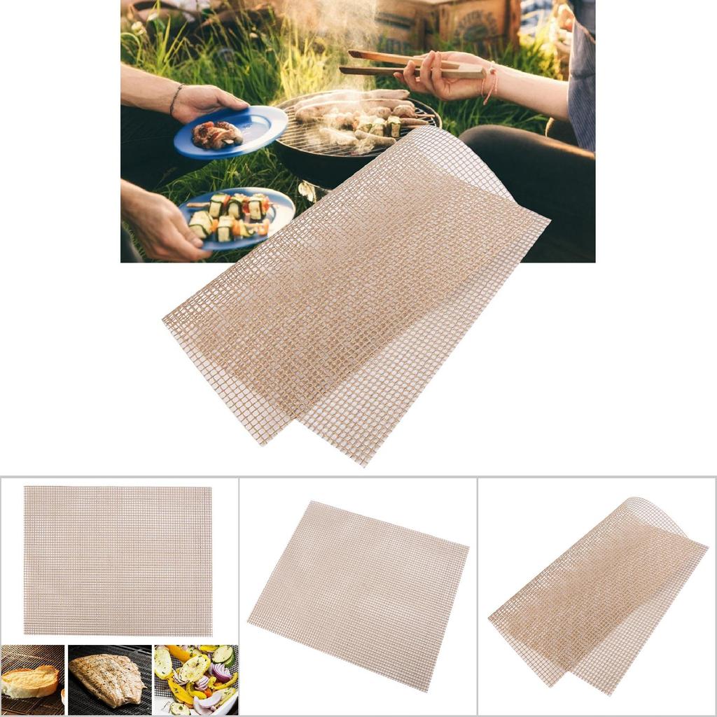 Reusable Non  sticky BBQ Grill Roast Mat Pad Cooking Baking  Outdoor Picnic Fry Cooking (Brown)
