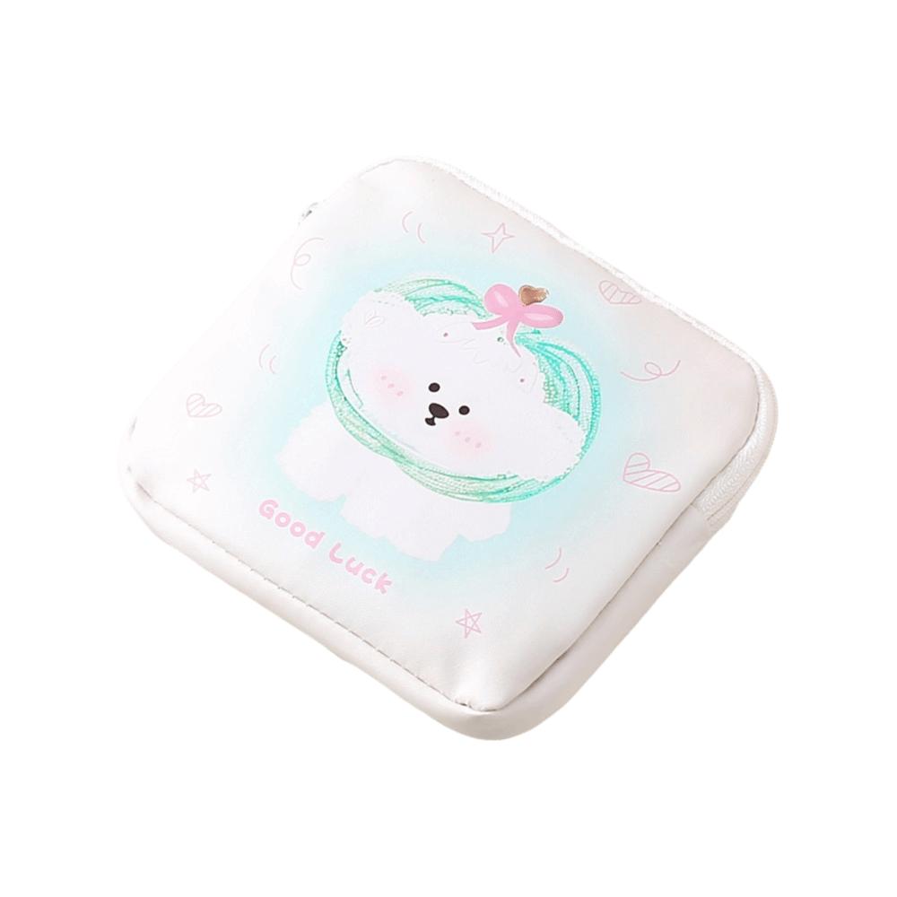 New PU Sanitary Pads Bag Large Capacity Multipurpose Coin Purse Mini Data Cables Organizer