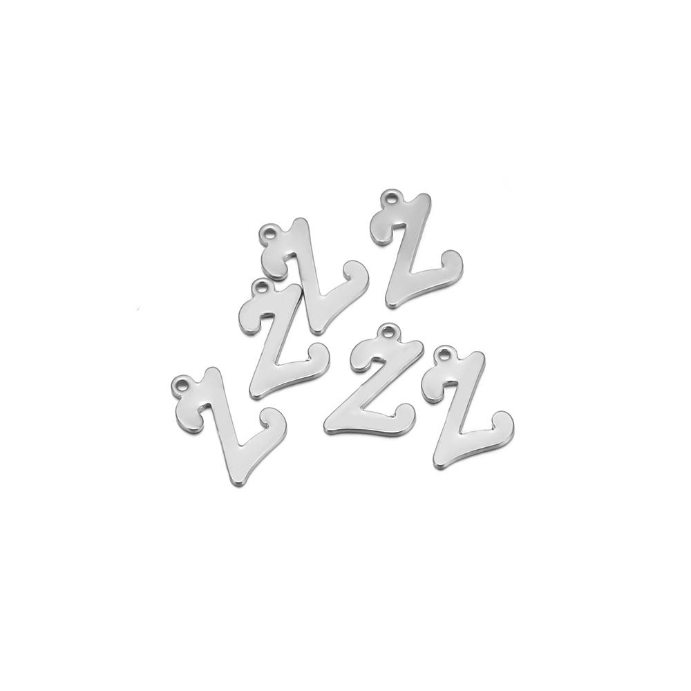 50pcs Stainless Steel Cursive Font 26 Letter Pendant Alphabet Charms Necklace Pendant DIY Jewelry Bracelet Making Earrings Craft
