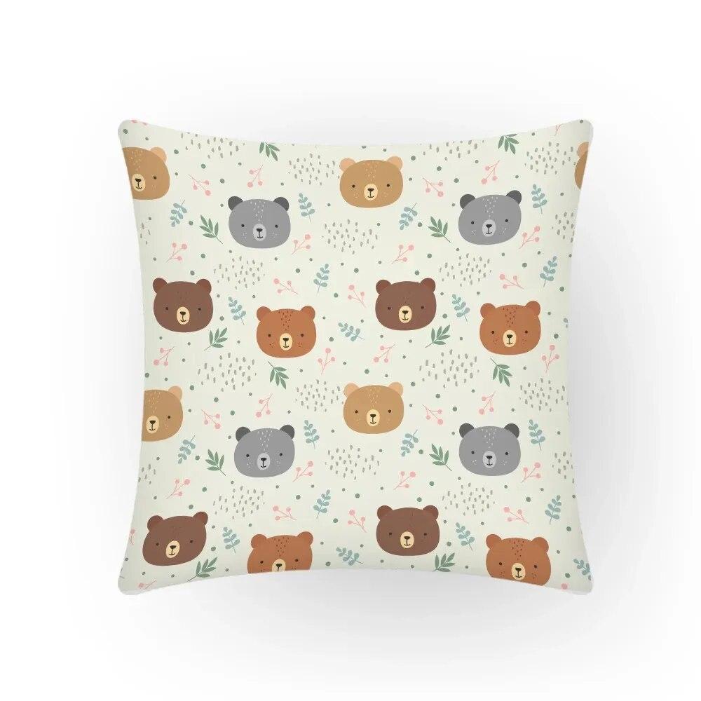 Gift Cartoon Household Products Cute Bear Animal Decoration Bedroom Gamer Pillow Cover Square