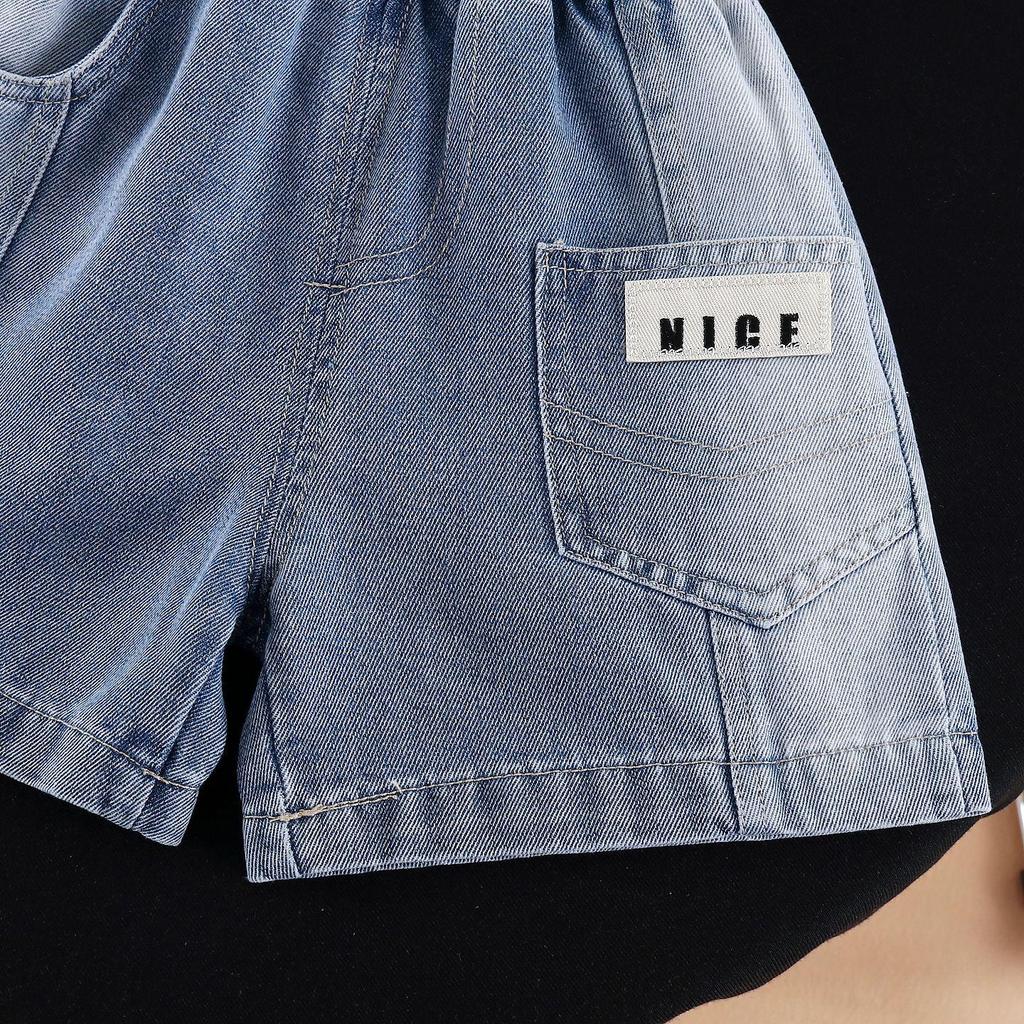 Boys' 2026 Trendy Summer Letter Patch Two-Piece Outfit