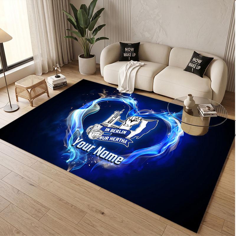 Custom Rug hertha bsc Pattern Print Name Text Soft Non‑Slip Floor Carpet for Home Indoor Decoration