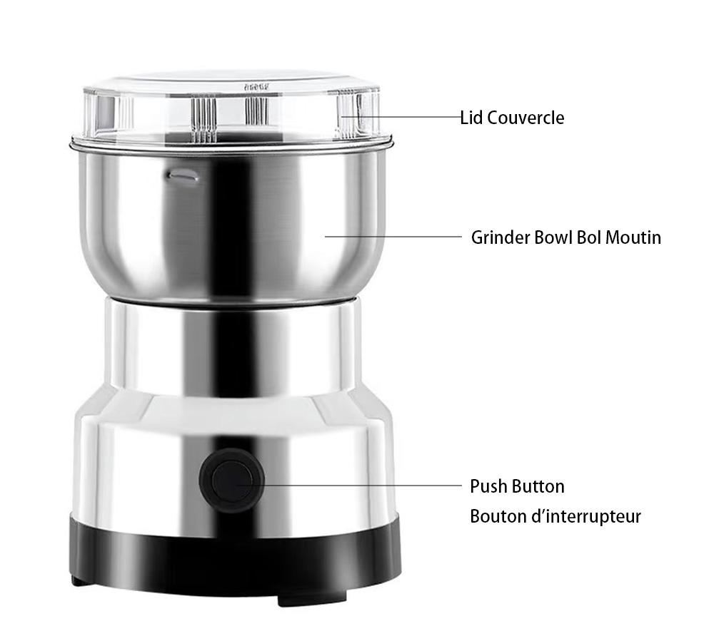 Electric Stainless Steel Coffee Bean Grinder Nut Spice Mixing Grinder 350ml Large Capacity Coffee Grinder Restaurants Household
