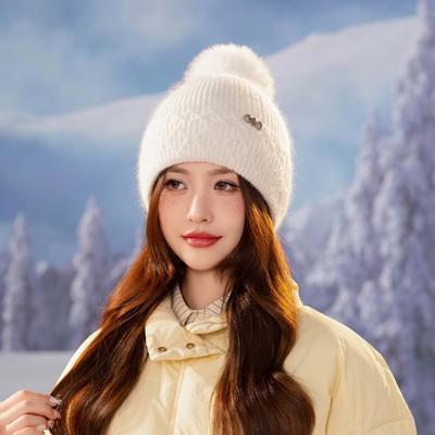 Damen Winter Warme Strickmütze Koreanischer Stil Trendig Vielseitig Plus Samt Verdickt Winddicht Ohrenschutz Wollmütze