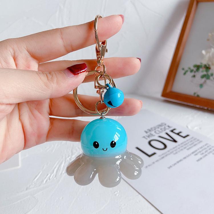 Cute Octopus Keychain With Colorful Acrylic Pendant Metal Material Unisex Style
