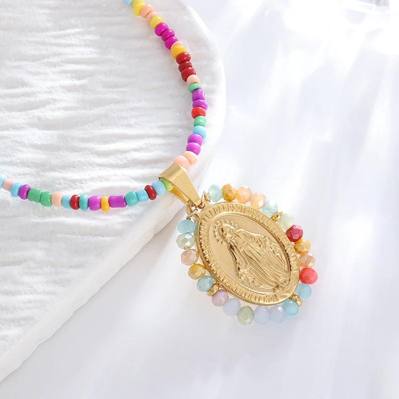 Delicate Our Lady of Guadalupe Medal Pendant Stainless Steel Virgin Mary Necklace Women\\'s Prayer Jewelry Catholic Jewelry Gift