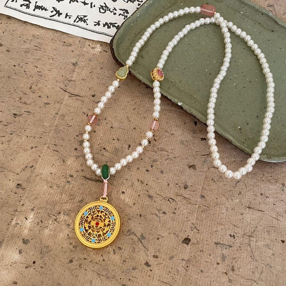 Lucky Bag Pearl Beaded Necklaces Exquisite Vintage Sweater Chain  Cheongsam