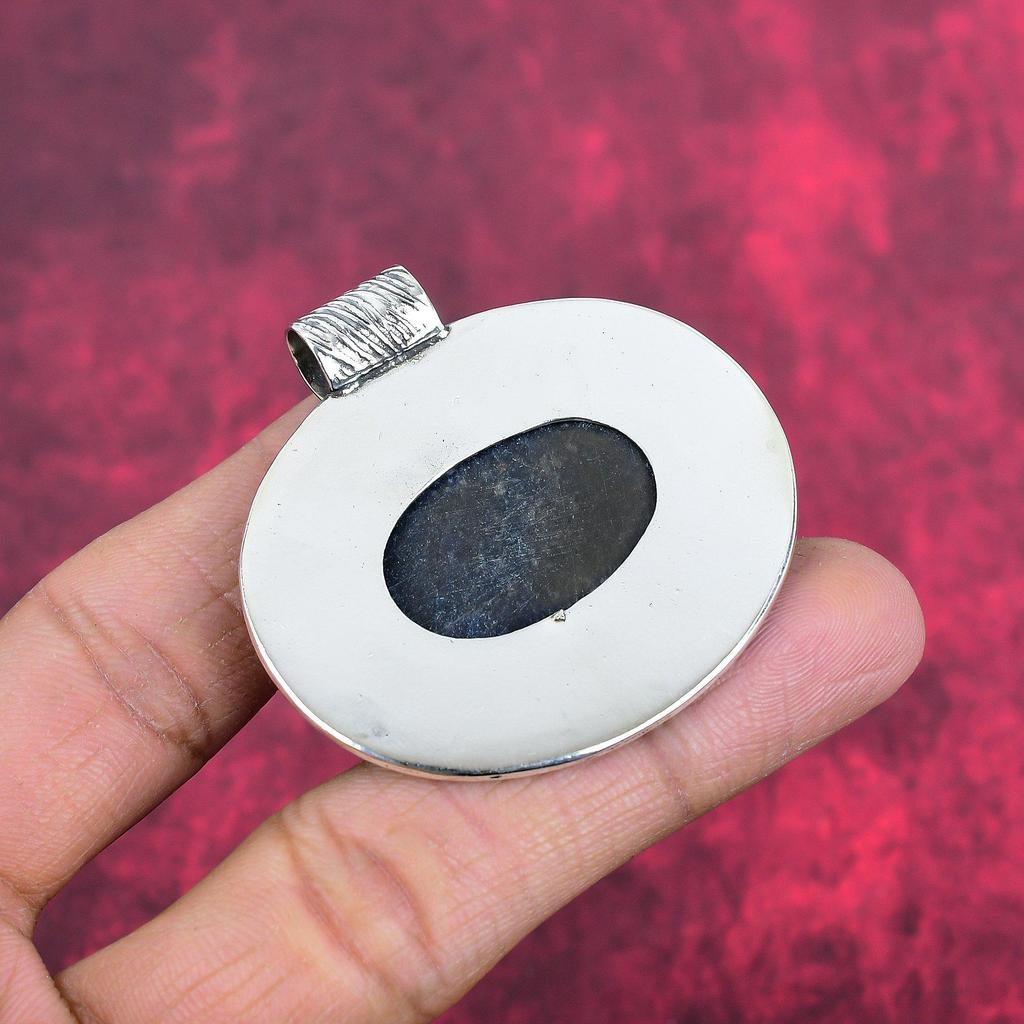 Pingente de Sodalita, Pingente de Joia de Prata Esterlina Sólida 925 com Pedra Preciosa, Pingente de Pedra de Nascimento de Joia Feito à Mão, Presente para Ele