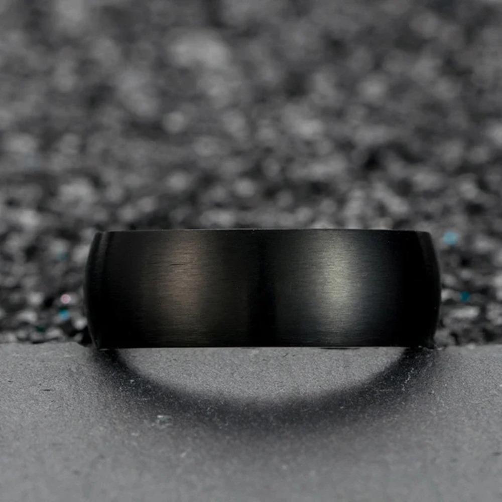 Stainless Steel Rings Black Solid Simple Vintage Rings for Men Wedding Bands Christmas Party Jewelry