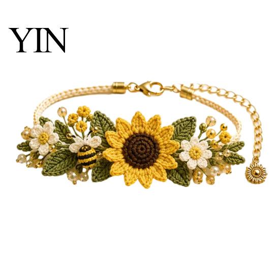 Forest Style Jewelry Crafting DIY Crochet Bracelet Kit, Flower Craft Set with Beads, Creative Hobbies for Relaxation Floral Making Kit Beginners,