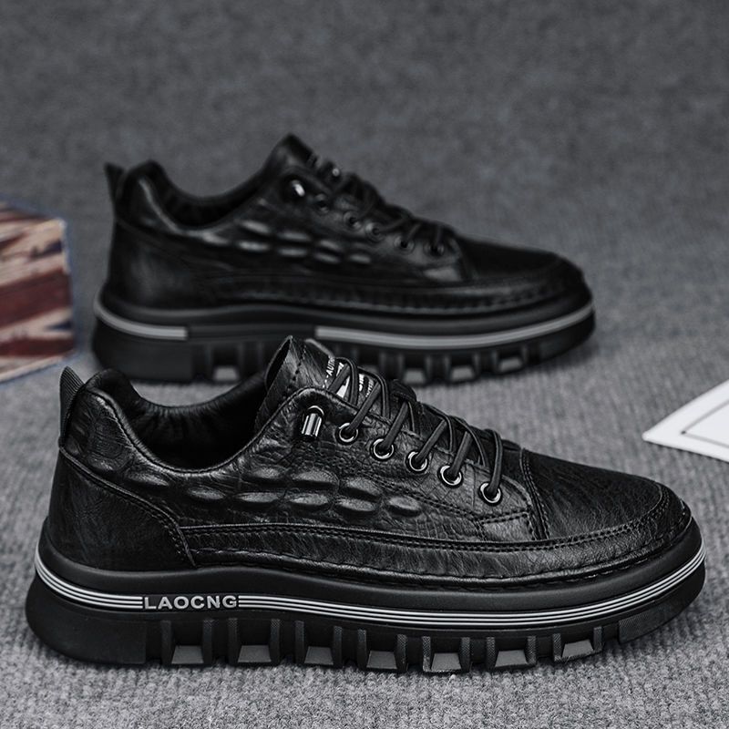 2024 autumn new casual black fashion comfortable versatile chef board shoes flat work shoes men's shoes