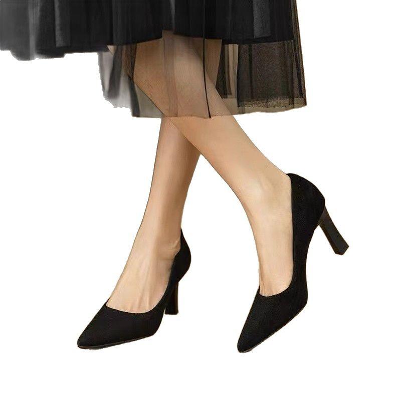 High Heels Women's New Breathable Etiquette Work Shoes Pointed Black High Heels Not Tired Feet Single Shoes