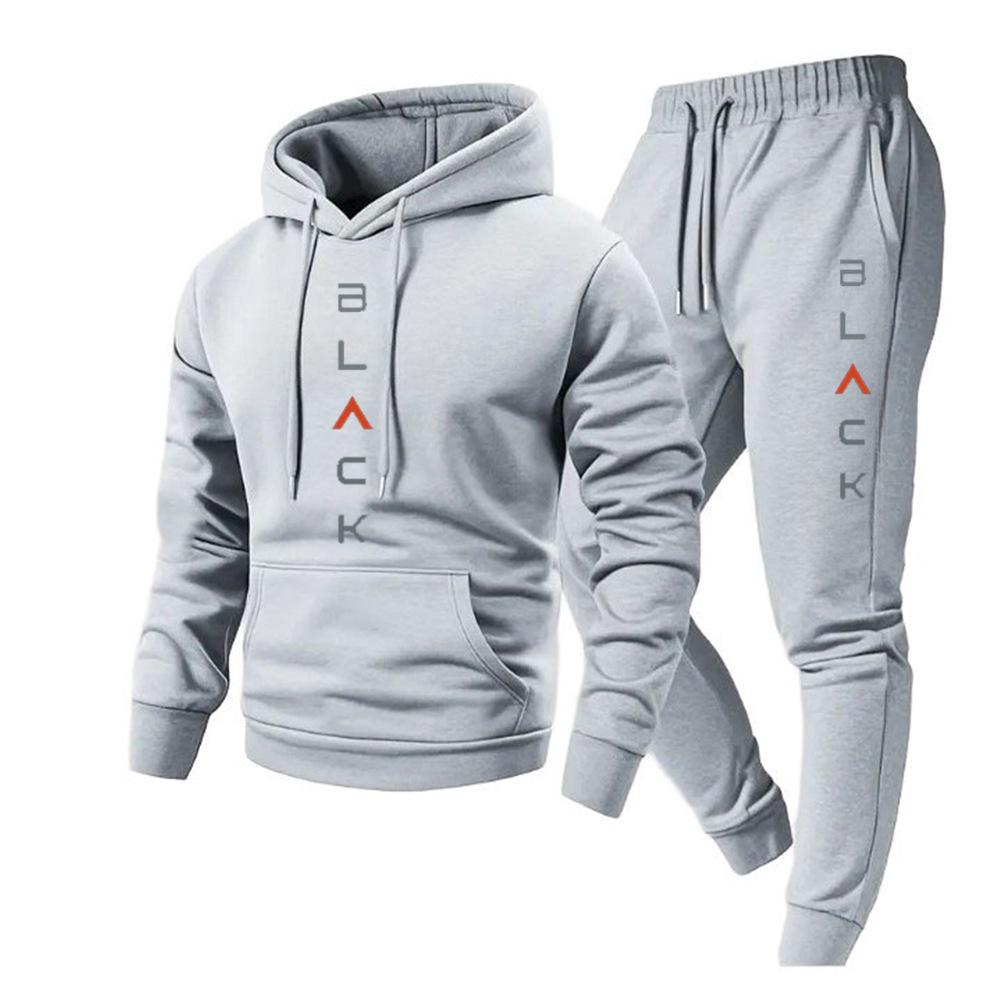 Unisex European-Size Casual Fashion Letter Print Hoodie & Sweatshirt Set